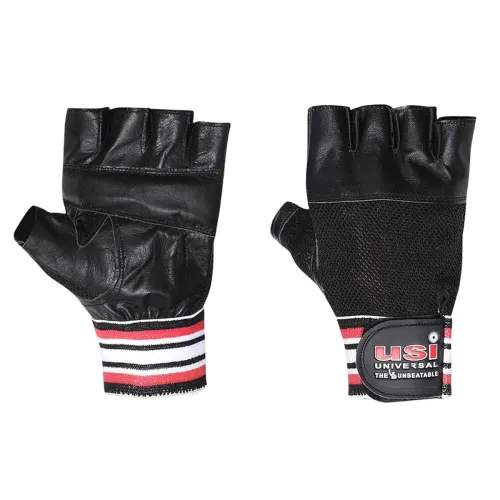 Image of USI Eversafe Half-Finger Gym Gloves, Weightlifting & Workout (M)