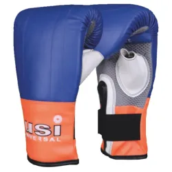 USI Universal 617LHB Crusher Bag Boxing Gloves for Men & Women, Synthetic Leather Punching Gloves, Light Weight Padding, Elasticated Hook & Loop Closure (Small/Medium, Blue/Orange)