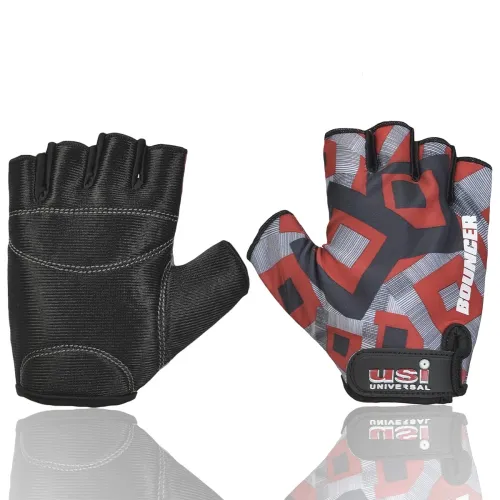 Image of USI Universal Gym Gloves, 733BR Bouncer Fitness Gym Gloves, Workout Powerlifting Gloves, Microfiber, Padded Palm, Digita