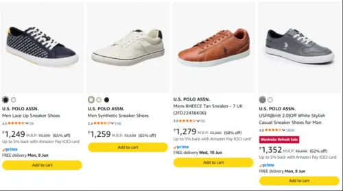 Image of U.S. POLO ASSN. Men's Sneakers at minimum 60% Discount