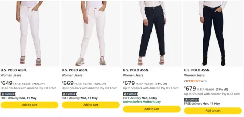 Image of U.S. POLO ASSN. Women's jeans at minimum 70% Discount