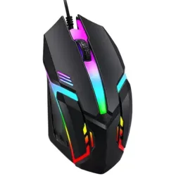 Uzi Wired Gaming Mouse with Rainbow LED Light | 4 Button USB Mouse for PC/Laptop/Desktop | 2400 DPI Adjustable (800/1200/1600/2400) | Ergonomic Plug & Play Gaming Mouse for Windows/Mac