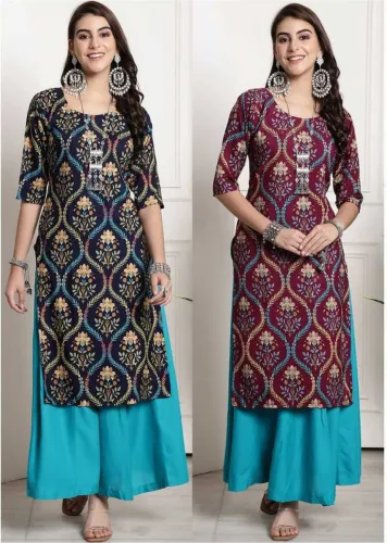 Image of V And V Shop Pack of 2 Women Printed Crepe Straight Kurta