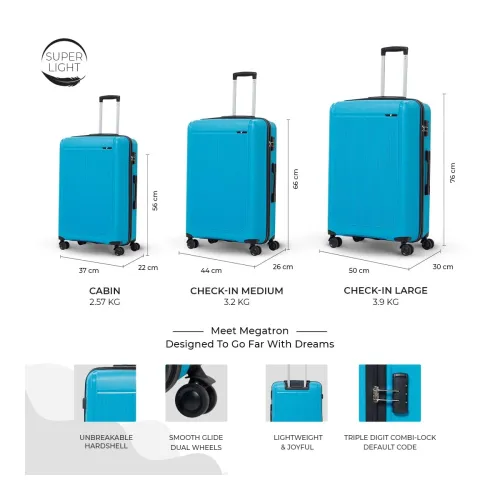 Image of V by Verage Megatron Hard Sided Luggage Trolley Set, pack of 3
