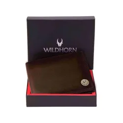 WildHorn Rfid Protected Leather Wallets For Men I 3 Card Slots I 2 Secret Card Slots I 1 Coin Pocket & 2 Currency Compartments, Brown