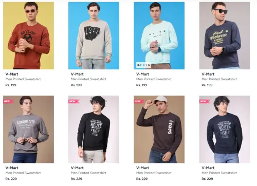 Image of V-Mart Men's Sweatshirts Starting at ₹199