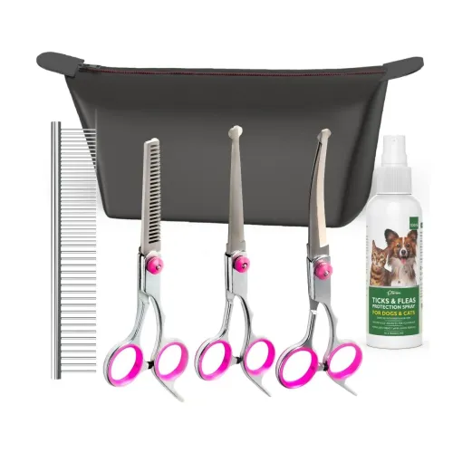 Image of V4 Dog Grooming Shears Set 6 Piece Stainless Steel Pet Grooming Kit