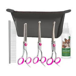 V4 Dog Grooming Shears Set 6 Piece Stainless Steel Pet Grooming Kit
