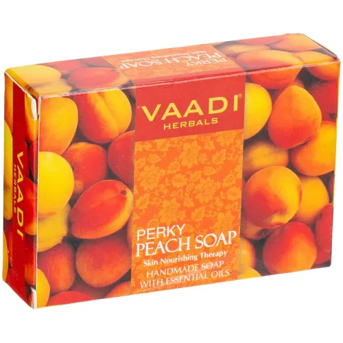 Image of Vaadi Herbals Perky Peach Soap with Almond Oil, 75g (Pack of 12) 