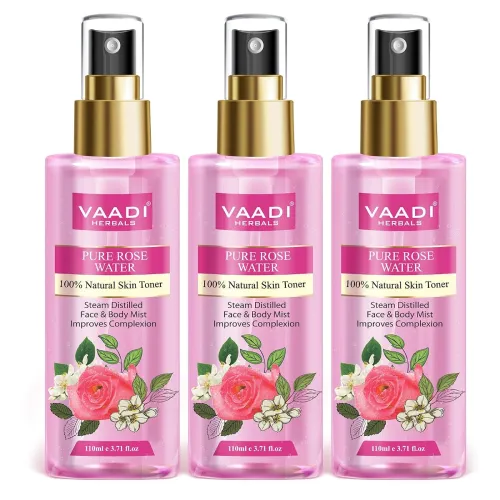 Image of Vaadi Herbals Pvt. Ltd Pack Of 3 Rose Water - 100% Natural & Pure, 250 ml