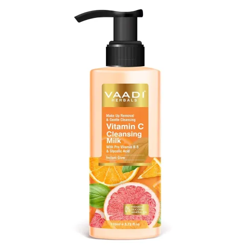 Image of Vaadi Herbals Vitamin C Cleansing Milk| With pro Vitamin B5 & Glycolic Acid | Hydrating Make up Removal & Instant Cleans