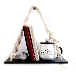 VAH Wood Floating Wall Hanging Shelf (Black)