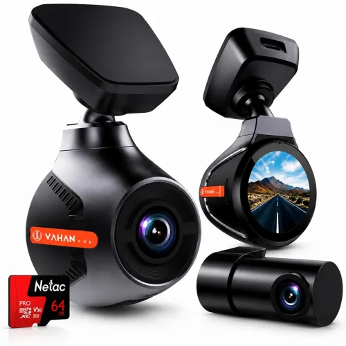Image of VAHAN VUE 4K Dash Cam for Car Front and Rear with GPS & WiFi | STARVIS Night Vision | Dual Dash Camera with Parking Moni
