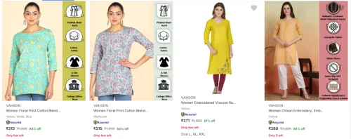 Image of Vahson Women's Kurtas at minimum 77% Discount