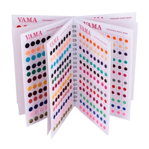 Image of VAMA Premium Velvet Self-Adhesive Skin Simple Plain Round Multicolour Kumkum Sticker Bindiya Bindis Spiral Bindi Booklet