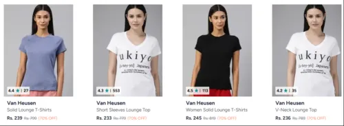 Image of Van Heusen Lounge Tshirts at up to 70% Discount