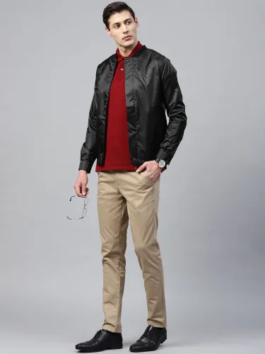 Image of Van Heusen Men Black Solid Tailored Jacket