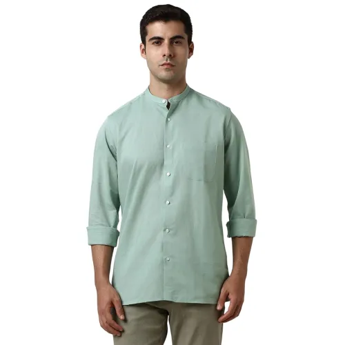 Image of Van Heusen Men Cotton Solid Regular Fit Shirt