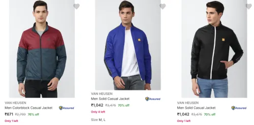 Image of Van Heusen Men's Jackets at minimum 70% Discount