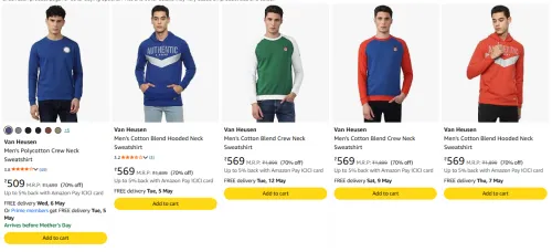 Image of Van Heusen Men's sweatshirts upto 70% discount 