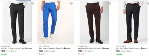 Image of Van Heusen Men's Trousers at Minimum 50% Discount