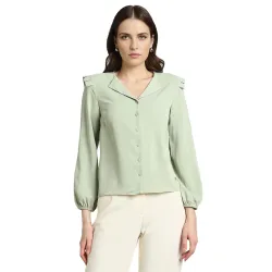 Van Heusen Women Polyester Regular Fit Solid Full Sleeve Casual Shirt