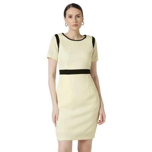 Image of Van Heusen Women's Regular Fit Half Sleeve Mid Thigh Length Sheath Dress