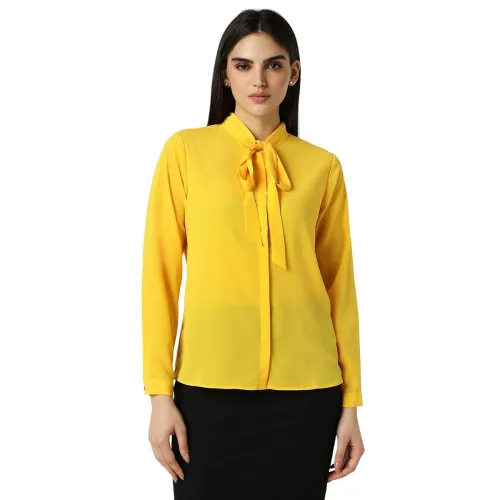 Image of Van Heusen Women's Polyester Regular Fit Full Sleeve Tie Neck Formal Top