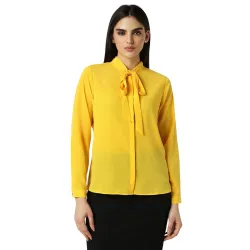 Van Heusen Womens Polyester Regular Fit Full Sleeve Tie Neck Formal Top