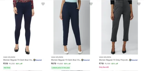 Image of Van Heusen Women's Trousers at minimum 60% Discount
