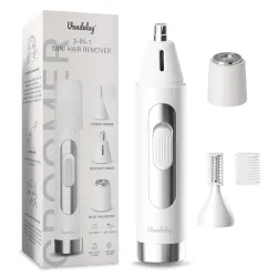 Vandelay 3-in-1 Facial Hair Remover for Women with Ring Light – Eyebrow, Nose & Ear Trimmer, USB Rechargeable Face Hair 