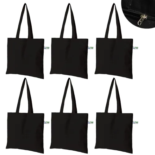 Image of VantageKart Black Tote Shopping Bags 6Pcs