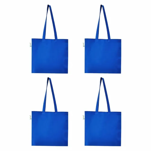 Image of VantageKart Blue Cotton Canvas Tote Bags (Set of 4)