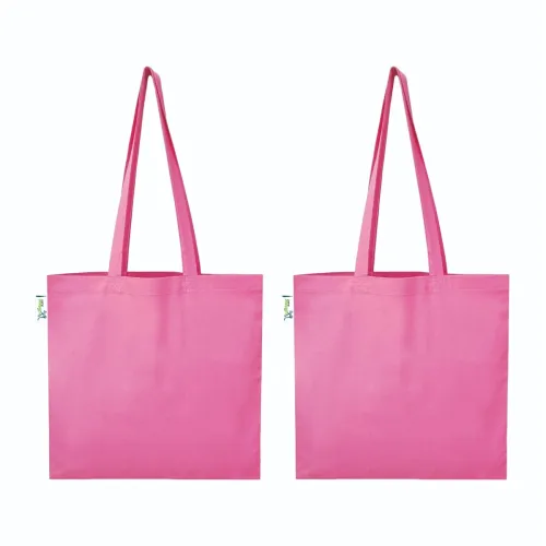 Image of VantageKart Cotton Canvas Tote Bags, Set of 2 (Pink)