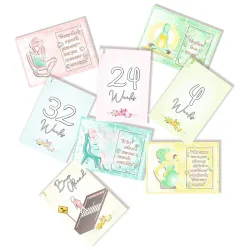 VantageKart Pregnancy Milestone Cards Set of 16 (32 Designs) | Baby Bump & Maternity Photoshoot Props | A5 Size Pregnancy Announcement & Memory Cards for Mom-to-Be