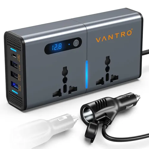 Image of VANTRO Power Inverter/Laptop Charger with 3 USB (6.2A Max) & 1 C Type(1*27WPD) Smart USB Ports, Patented Technology 12-2