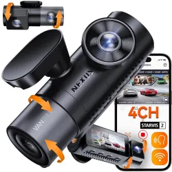 Vantrue N5 4 Channel WiFi 360° All Sides Dash Cam, STARVIS 2, IR Night Vision, 2.7K+1080P*3 Front Rear Inside Dashcam, Voice Control, GPS, 24 Hours Buffered Parking Mode Dash Camera, Support...