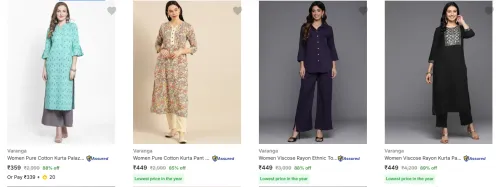 Image of Varanga Women's Ethnic Sets upto 89% Discount