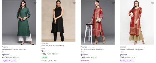 Image of Varanga Women's Kurtas upto 90% Discount