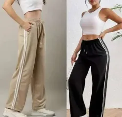 VARDHIYAS  Women Regular Fit Beige, Black Polyester Trousers