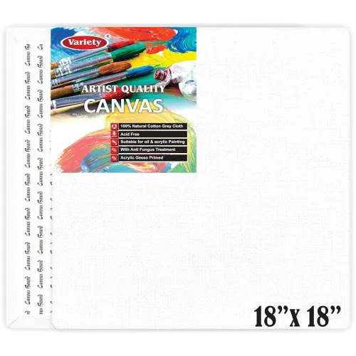 Image of VARIETY CANVAS 18 X 18 Inch Cotton Canvas Board for Painting, Pack of 1 Piece - White