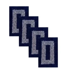 varsha tex Cotton Floor Mat (Blue, Pack of 4, Medium)