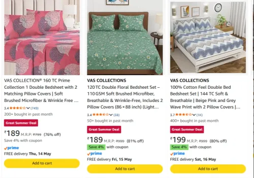 Image of vas collection double bedsheet Starting @ ₹189
