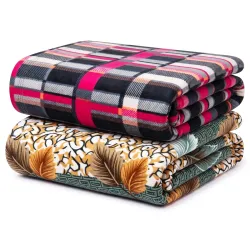 VAS COLLECTIONS 220 GSM Ultra Soft Flannel Blanket Set of 2 for Single Bed, Premium Fleece Winter Blanket, Skin Friendly, Breathable, Durable, Easy Care, 60 x 90 Inches - Hot Pink & Seafoam