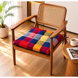 VAS COLLECTIONS Chair Pad Cushion with Tie Straps, Thick Tufted Seat Cushion for Dining, Wooden Chairs, Soft Comfortable Chair Seat Pad with Durable Stitching,16 x 16 Inches(41 x 41 cm) - As...