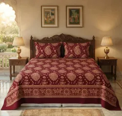 VAS COLLECTIONS Cotton King Flat 180 TC Printed 1 Summer Bedsheet with 2 Pillow