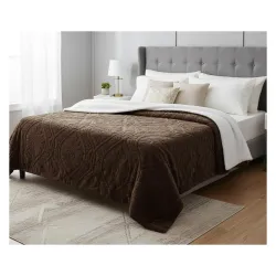 VAS COLLECTIONS Faux Fur Jacquard Tufted Sherpa Blanket