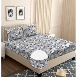VAS COLLECTIONS Premium Cotton Elastic Fitted Double Bedsheet Set