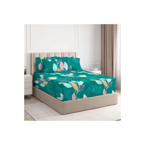 Image of VAS COLLECTIONS Premium Cotton Elastic Fitted Bedsheets with 2 Pillow Covers