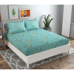 VAS COLLECTIONS Premium Double Bedsheet with 2 Pillow Covers - 180 TC Supersoft Glace Cotton - Breathable & Wrinkle Free - 3 Pcs Set | Light Green